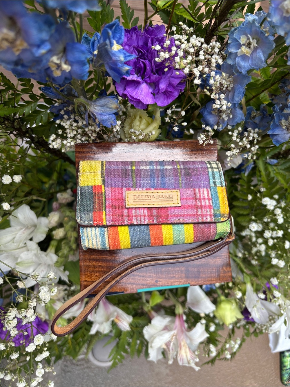 Dooney & Bourke Multicolor Striped Plaid mini Wristlet